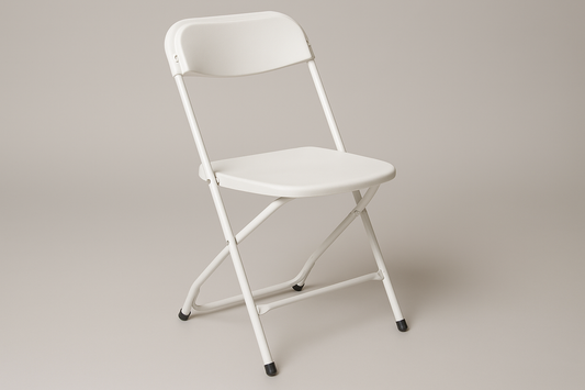 white plastic folding chair