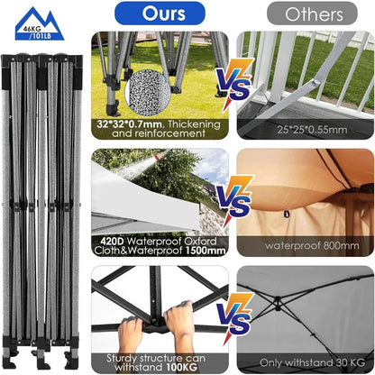 10x20 Heavy Duty Pop up Canopy Tent with 6 sidewalls Easy Up Commercial Outdoor Wedding Party Tents for Parties All Season Wind