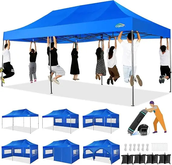 10x20 Heavy Duty Pop up Canopy Tent with 6 sidewalls Easy Up Commercial Outdoor Wedding Party Tents for Parties All Season Wind